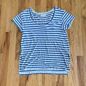 MADEWELL Gray w/ Blue Stripe Lightweight Pocket T-Shirt, Size Medium
